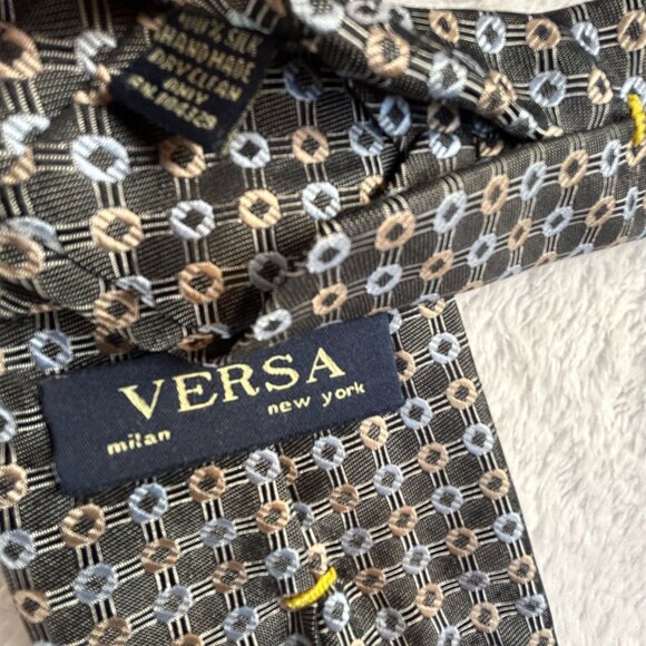Versa Milan New York Men’s Hand Made Silk Tie Geometric Classic Neckwear Italy - Picture 2 of 5